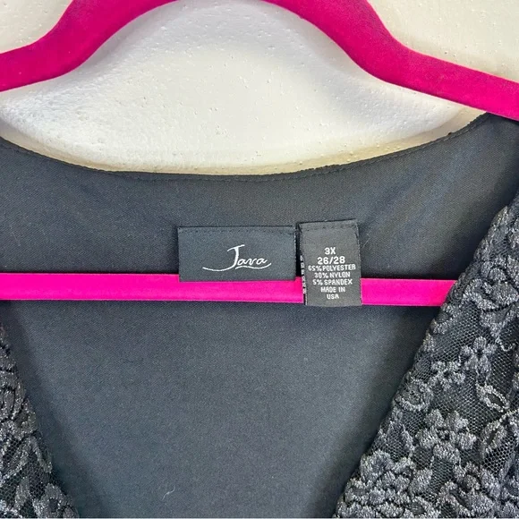 Goth Whimsigoth Witchy Evening Black Lace Vneck Top Dress Event Plus Size Top 3X - Picture 3 of 11